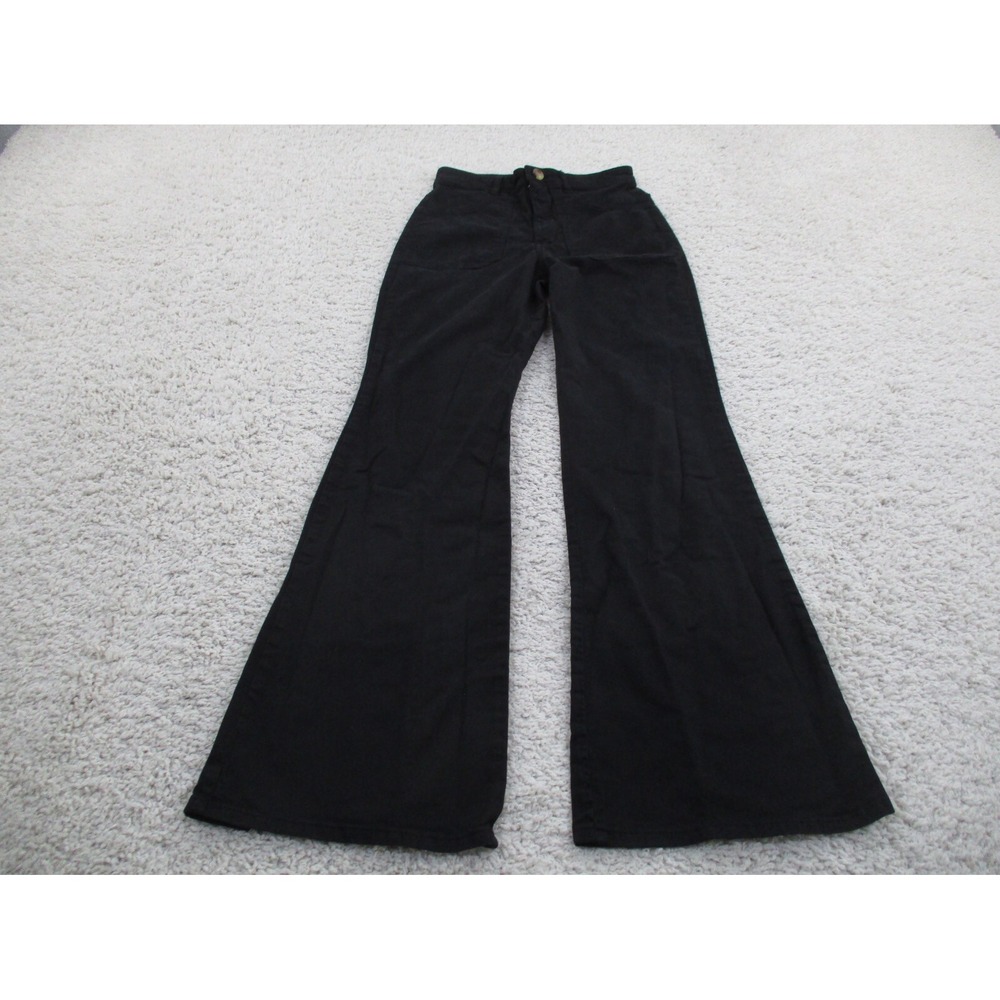 Marine Layer Pants Womens 8 Black Flared Cotton Blend Gothic Punk Grunge Emo A3